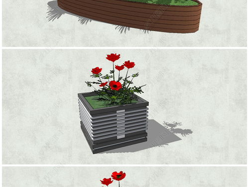 精品陶罐花卉绿植景观小品花钵su模型设计模型下载