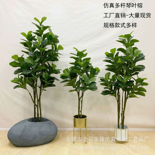东莞工厂直销仿真琴叶榕室内落地装饰假树绿植北欧仿真植物盆景